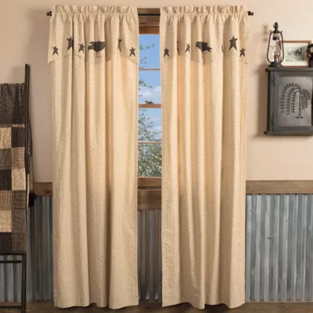 Vhc Brands Kettle Grove Crow Rod Pocket Embellished Light-Filtering Set of 2 Curtain Panel
