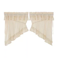 Vhc Brands Muslin Ruffled Prairie Swag Rod Pocket Tailored Valance