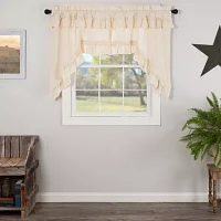 Vhc Brands Muslin Ruffled Swag Rod Pocket Tailored Valance