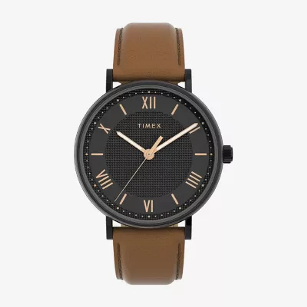 Timex Dress Mens Brown Strap Watch Tw2v91400jt