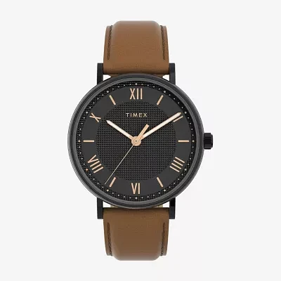 Timex Dress Mens Brown Strap Watch Tw2v91400jt