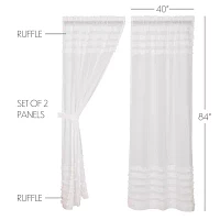 Vhc Brands Ruffle Sheer Petti Embellished Rod Pocket Set of 2 Curtain Panel