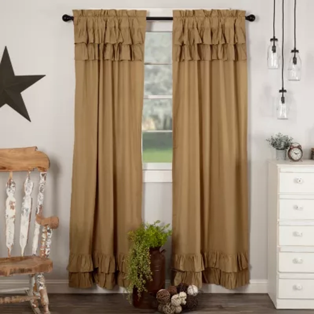 Vhc Brands Simple Life Ruffled Rod Pocket Light-Filtering Set of 2 Curtain Panels