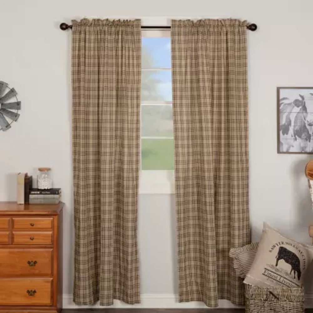 Vhc Brands Sawyer Plaid Rod Pocket Light-Filtering Set of 2 Curtain Panel