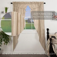 Vhc Brands Sawyer Ticking Prairie Rod Pocket Light-Filtering Set of 2 Curtain Panel