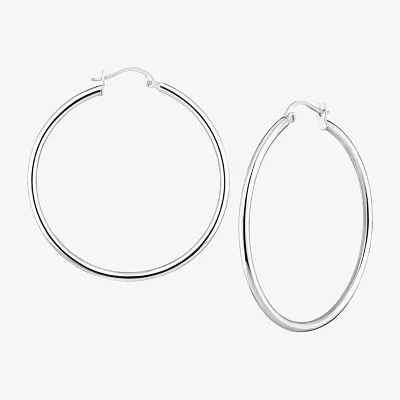 Silver Treasures Sterling Silver Round Hoop Earrings