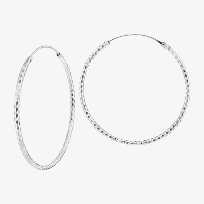 Silver Treasures Womens Sterling Silver 50mm Round Hoop Earrings
