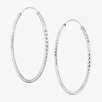 Silver Treasures Womens Sterling Silver 50mm Round Hoop Earrings