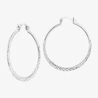 Silver Treasures Flat Sterling Silver Round Hoop Earrings