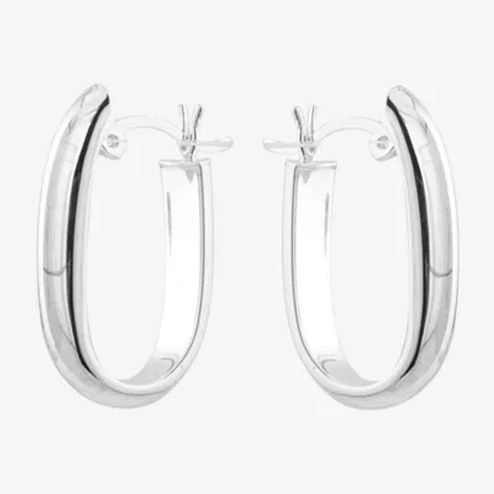 Silver Treasures Sterling Silver Oval Hoop Earrings