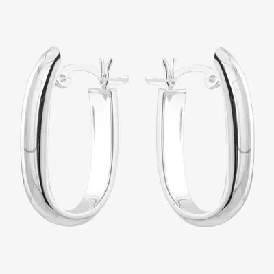 Silver Treasures Sterling Silver Oval Hoop Earrings