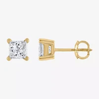 Premier Collection 1 CT. T.W.  Natural Diamond Princess-Cut Stud Earrings in 14K Gold