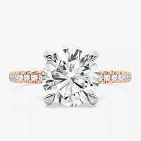 (G-H / Si1-Si2) Womens 2 1/4 CT. T.W. Lab Grown White Diamond 14K Gold Round Side Stone Engagement Ring