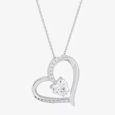 Diamonart Womens White Cubic Zirconia Sterling Silver Heart Pendant Necklaces