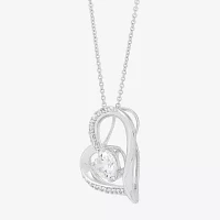 Diamonart Womens White Cubic Zirconia Sterling Silver Heart Pendant Necklace