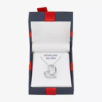 Diamonart Womens White Cubic Zirconia Sterling Silver Heart Pendant Necklace