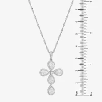 Diamonart Womens White Cubic Zirconia Sterling Silver Cross Pendant Necklace