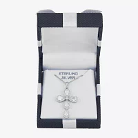 Diamonart Womens White Cubic Zirconia Sterling Silver Cross Pendant Necklace