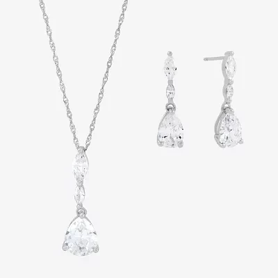 Diamonart White Cubic Zirconia Sterling Silver Pear 2-pc. Jewelry Set