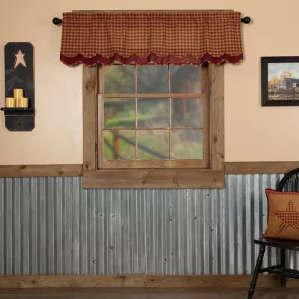 Vhc Brands Country Check Layered Rod Pocket Scallop Valance