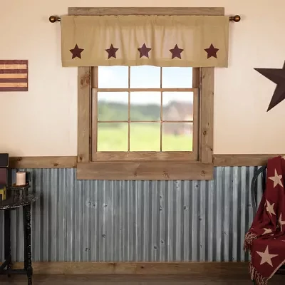 Vhc Brands Cotton Burlap Star Rod Pocket Tailored Valances