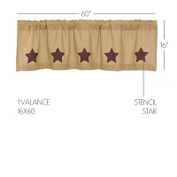 Vhc Brands Cotton Burlap Star Rod Pocket Tailored Valance