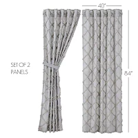 Vhc Brands Frayed Lattice Rod Pocket Light-Filtering Set of 2 Curtain Panel