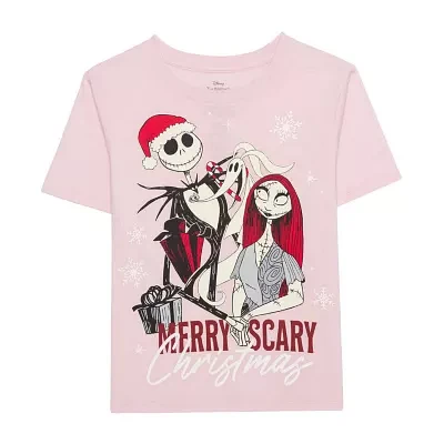 Little & Big Girls Crew Neck Short Sleeve Nightmare Before Christmas Graphic T-Shirt