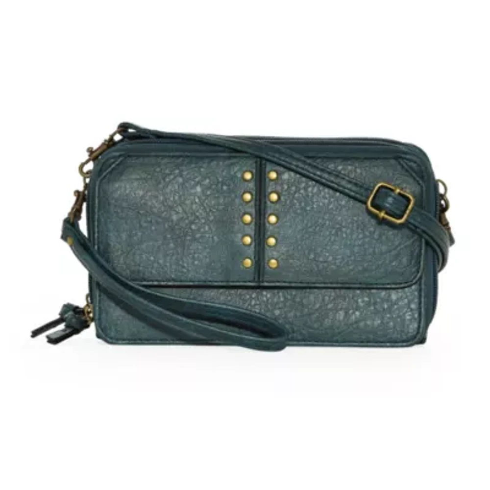 Bueno of California Wallet On Strap Stud Crossbody Bag