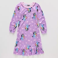 Little & Big Girls Bluey Crew Neck Long Sleeve Nightgown