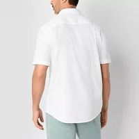 St. John's Bay Linen Blend Mens Classic Fit Short Sleeve Button-Down Shirt