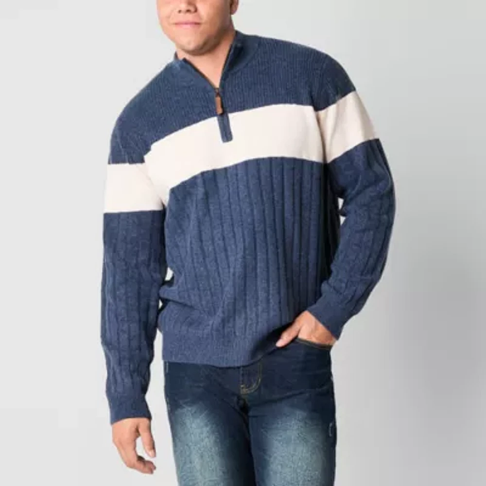 Frye and Co. Big Tall Mens Mock Neck Long Sleeve Pullover Sweater