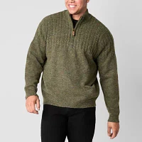 Frye and Co. Qtr Zip Big and Tall Mens Mock Neck Long Sleeve Pullover Sweater