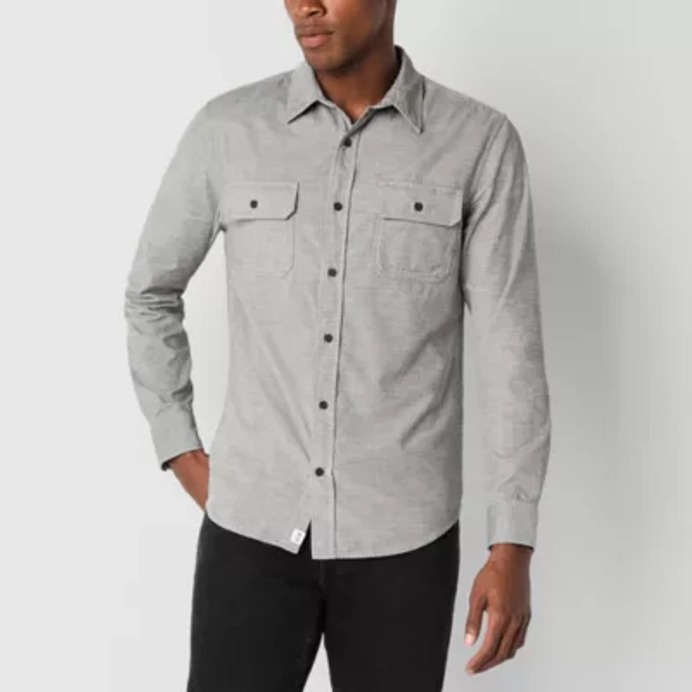 mutual weave Mens Long Sleeve Button-Down Corduroy Shirt