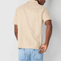 mutual weave Mens Short Sleeve Camp Shirt