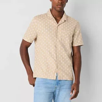 mutual weave Mens Short Sleeve Camp Shirt
