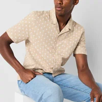 mutual weave Mens Short Sleeve Camp Shirt