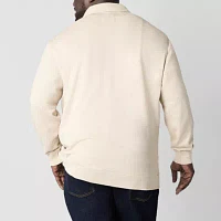 St. John's Bay French Terry Big and Tall Mens Long Sleeve Quarter-Zip Pullover