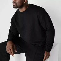 Shaquille O'Neal XLG Quilted Texture Fleece Big and Tall Mens Long Sleeve Sweatshirt