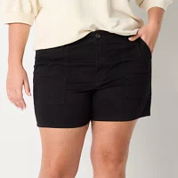 a.n.a Womens Mid Rise Denim Short-Plus