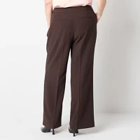 Liz Claiborne-Plus Classic Fit Wide Leg Trouser