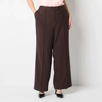 Liz Claiborne-Plus Classic Fit Wide Leg Trouser