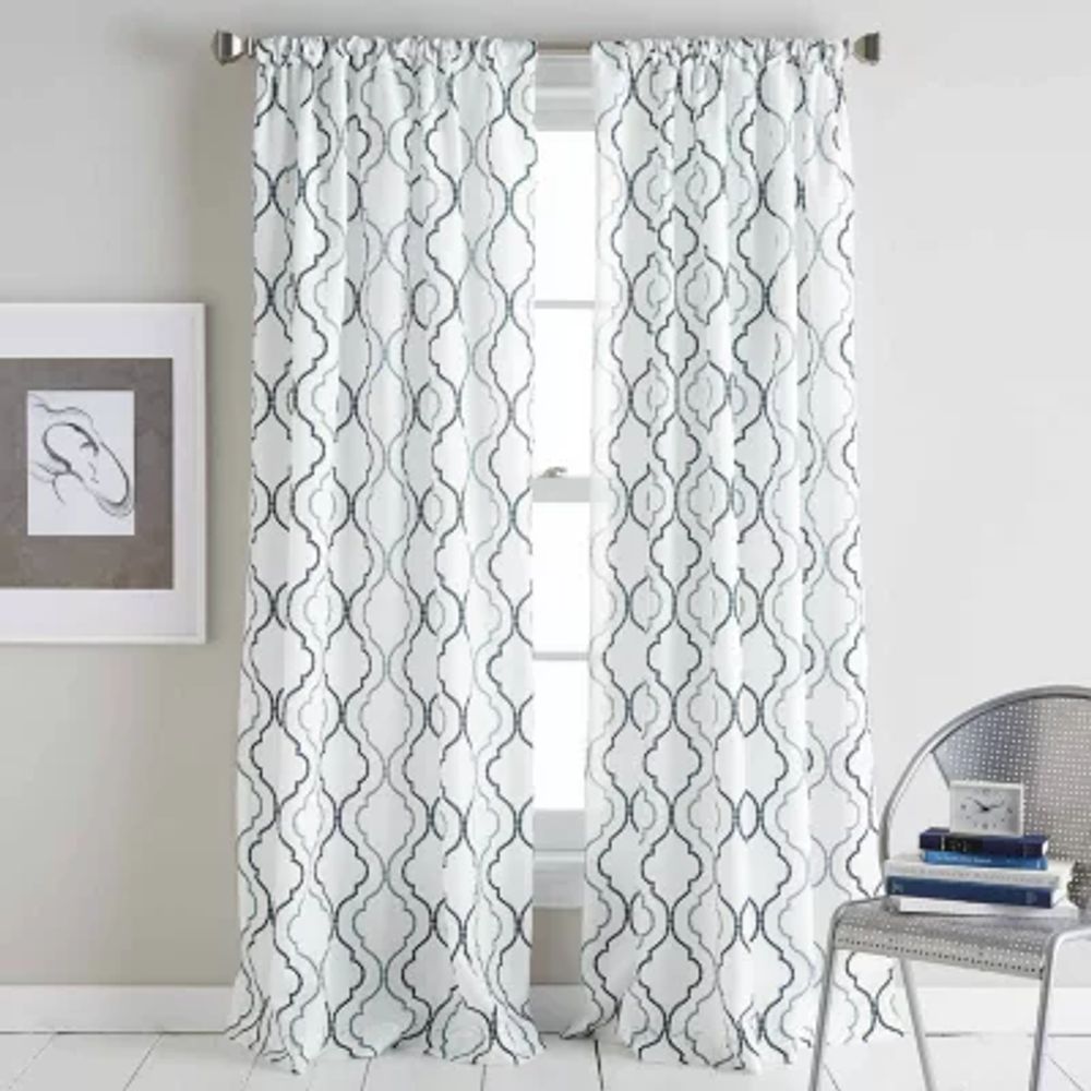 CHF Coco Light-Filtering Rod Pocket Single Curtain Panel