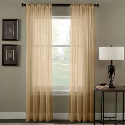 CHF Trinity Crinkle Voile Rod Pocket Sheer Single Curtain Panels