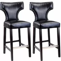 Kings Bar Height Barstool With Metal Studs, Set Of 2