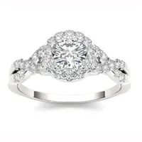 14K White Gold 1 CT Round Diamond Ring