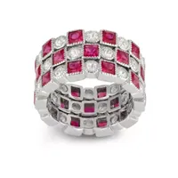 Womens Lab Created Red Ruby Sterling Silver Stackable Ring