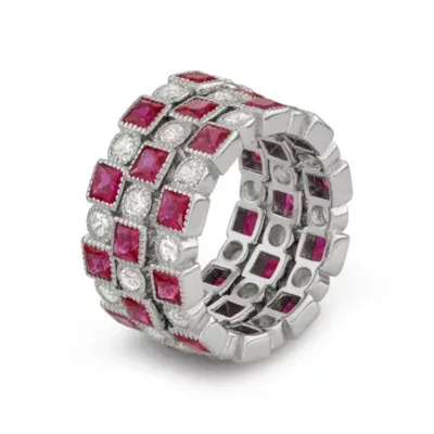 Womens Lab Created Red Ruby Sterling Silver Stackable Ring