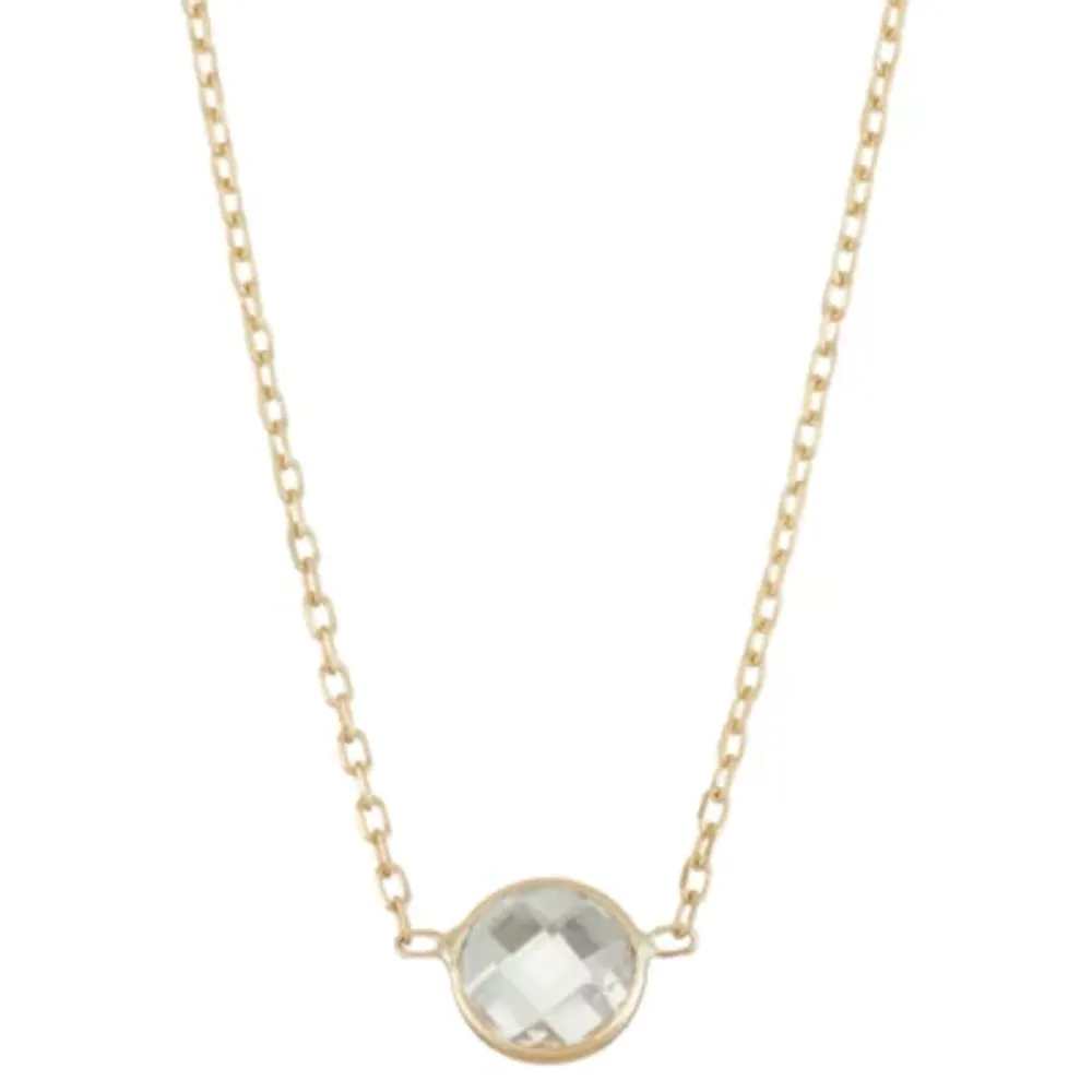 Womens Lab Created White Sapphire 10K Gold Pendant Necklace