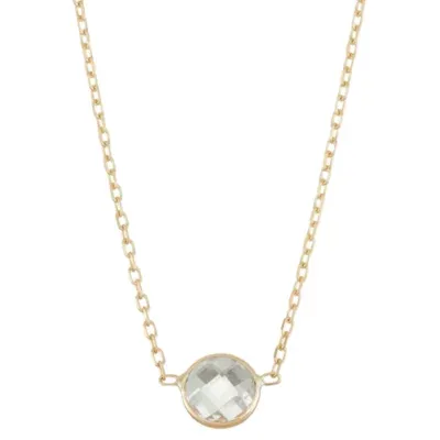 Womens Lab Created White Sapphire 10K Gold Pendant Necklace